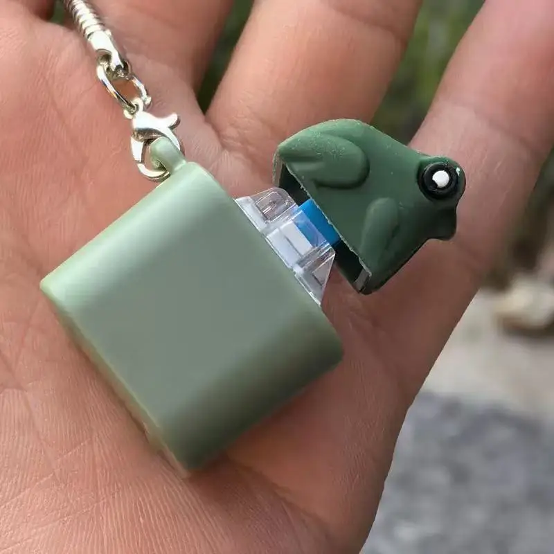 Frog Croaking Fidget Toy Keychain With Colorful Lights Fidget Clicker Keychain With Led Creative Fun Animal Sound Button Toy