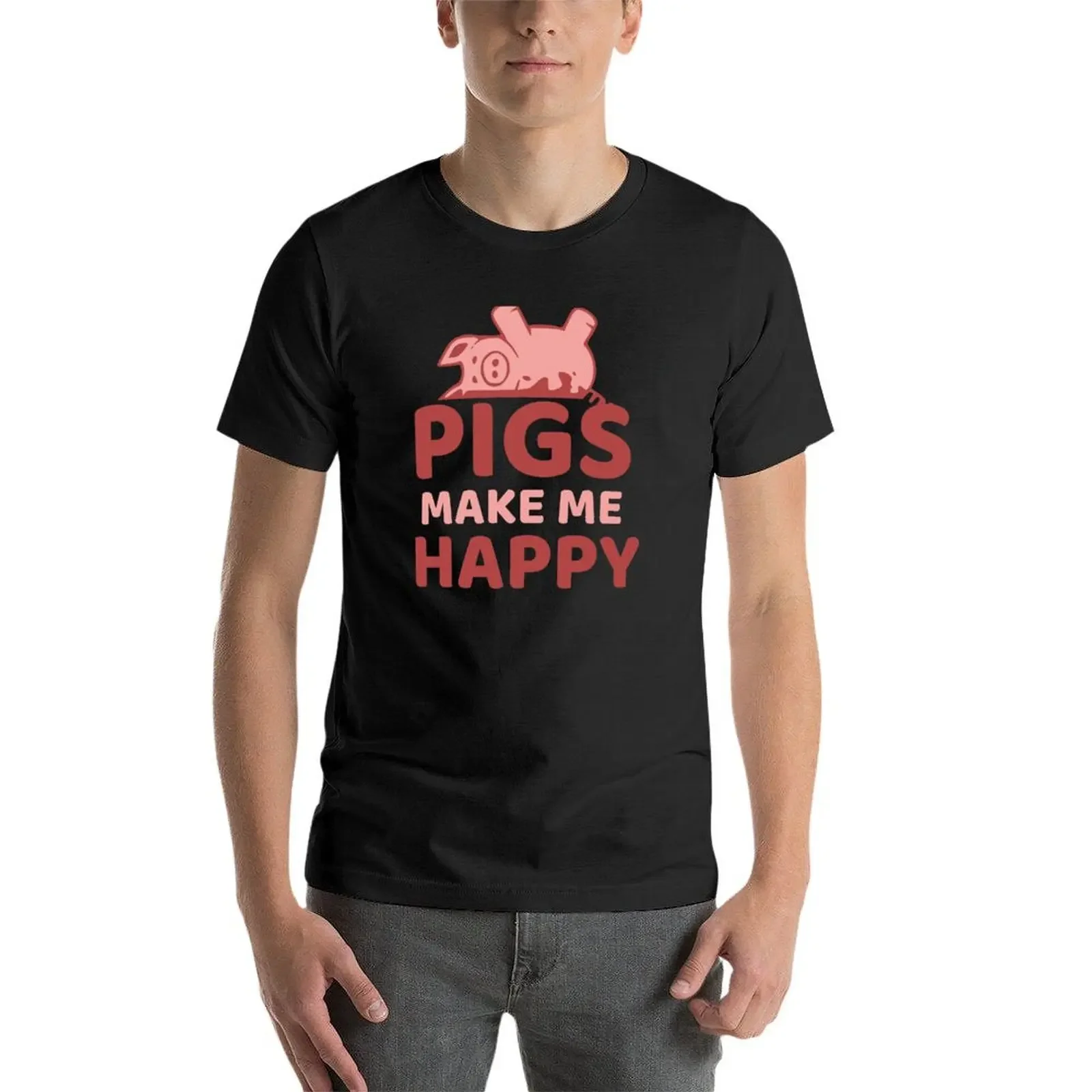 เสื้อยืดลายกราฟิกของ pigs Make Me Happy เสื้อยืดลายบาสเก็ตบอลเสื้อยืดวินเทจแชมเปี้ยนชาย