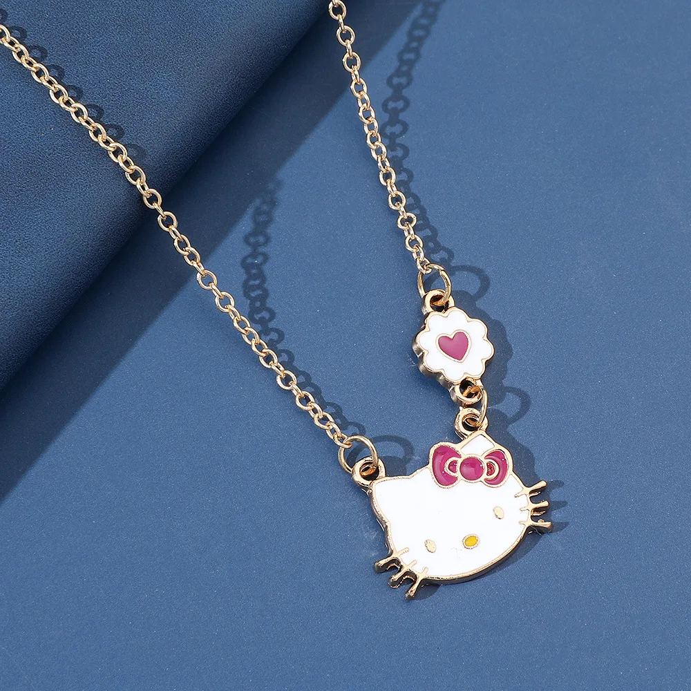 Collana Anime hellobyke New Sanrio Cat collana orecchini Advanced Sense ciondolo collare catena accessori per bambini Set regalo