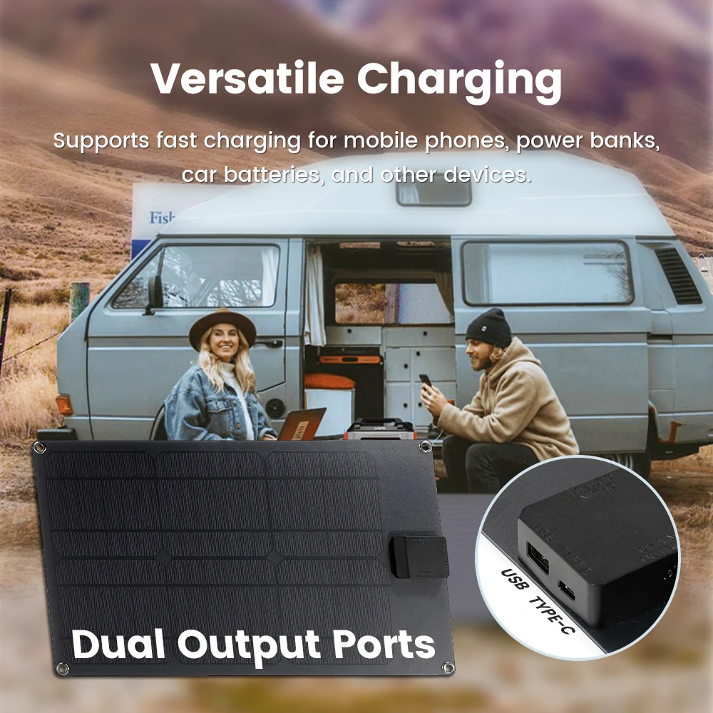 25W Portable Solar Panel 5V Solar Plate USB / DC Output Safe Stabilize Charger ForPower Bank Phone Outdoor Camping Home RV Gift