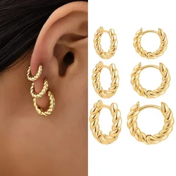 2PC Stainless Steel Minimalist Huggie Hoop Earrings for Women Simple Heart Stars Circle Small Earrings Punk Unisex Rock Jewelry