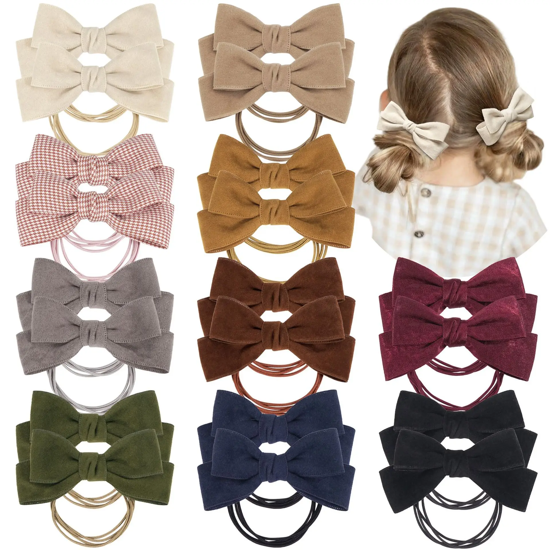 3.8 inch Cute Girls Ponytail Holder Solid Cashmere Bows Hairbands Fashion Girls Baby Hair Accessories Winter Headwear