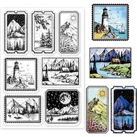 1pc Retro Landscape Clear Stamps for DIY Scrapbooking Vintage Lighthouse Mountain Forest Scenery Silicone Clear Stamp Seals