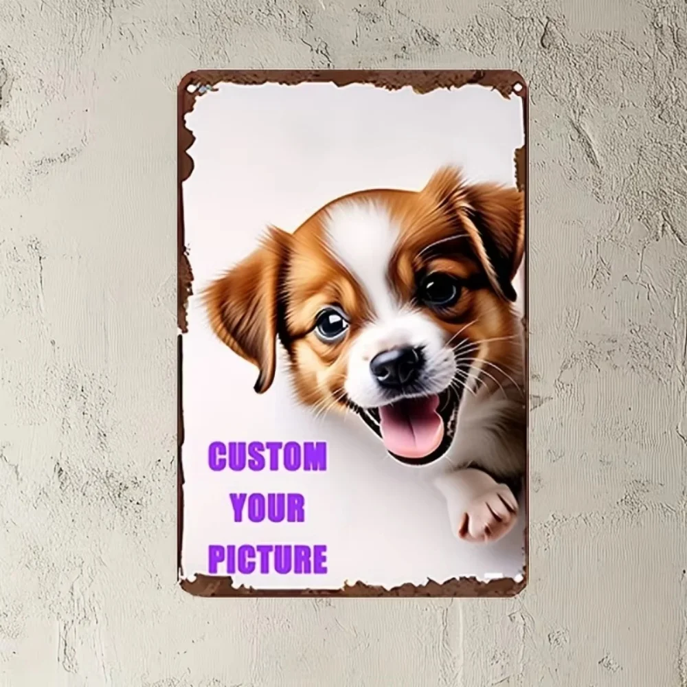 Customized Rectangular Iron Wall Painting, Personalized Vintage Metal Tin Plate Sign With Custom Pattern