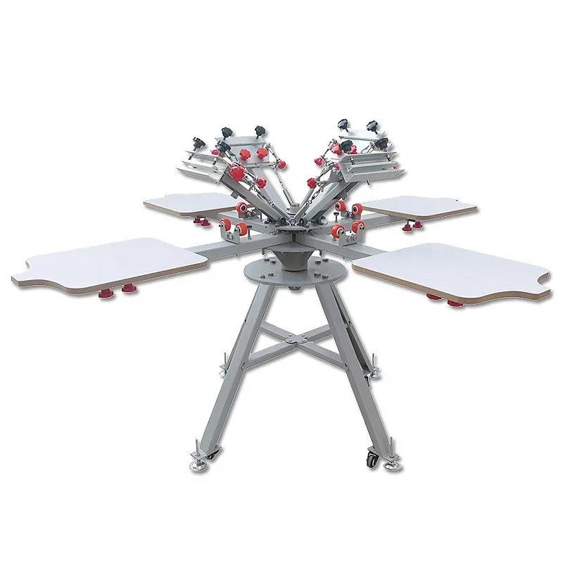 Vertical manual 4-color 4-station T-shirt screen printing machine