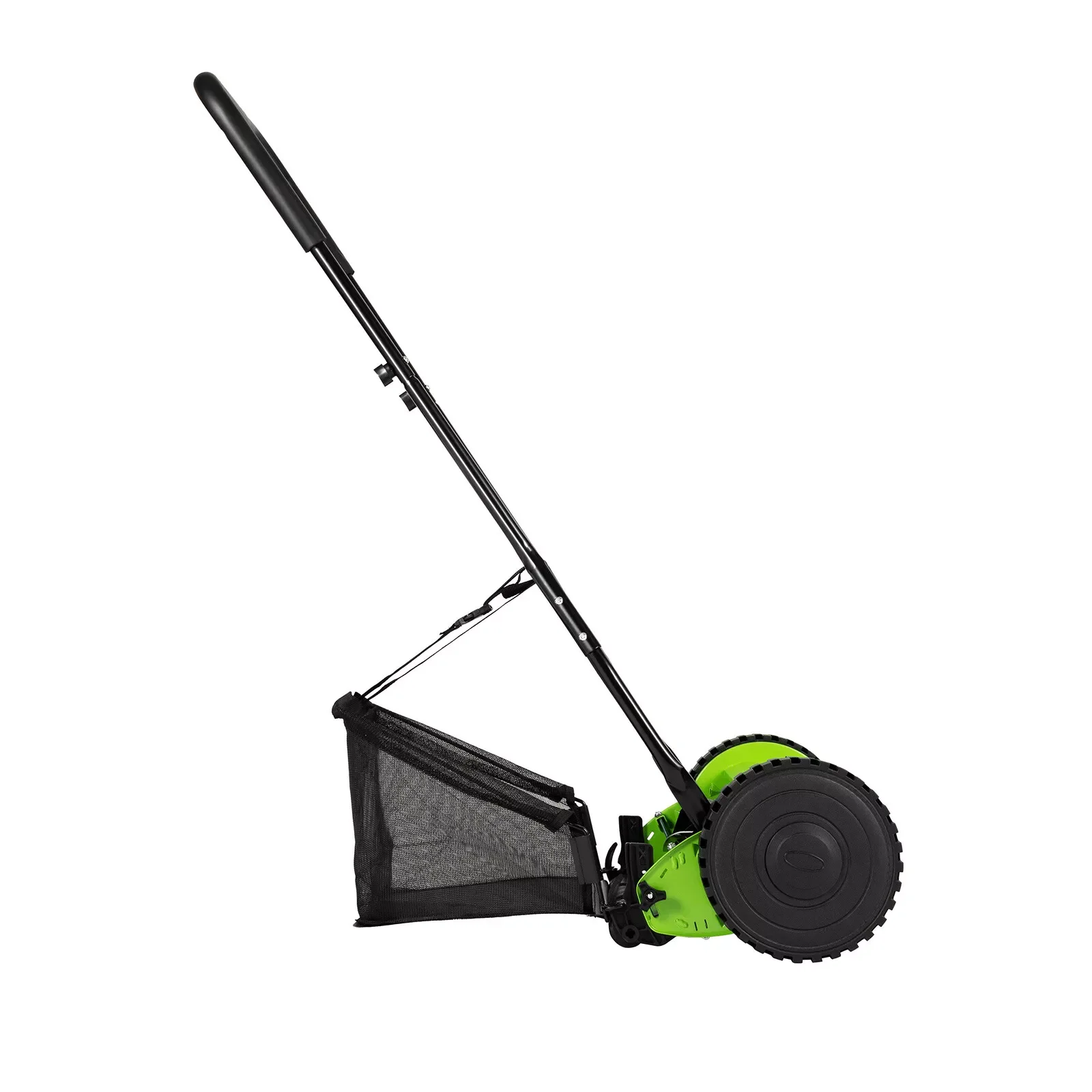 Wheeled 5-Blade Lawn Mower Manual Reel Push Walk Behind Dual Adjustable Height