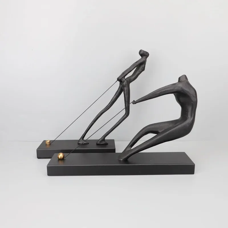 Creative Creative Black Cast Iron Rope Man Abstract Human Sculpture Desk Ornament Living Room Decoration Home Decor Accessories
