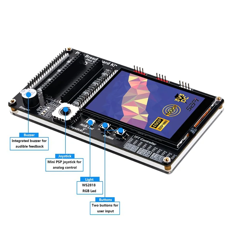 AY14 -Für Raspberry Pi Pico/Pico W Ersatzteile Zubehör GPIO Erweiterungsmodul mit 3,5 Zoll Touchscreen, RGB Licht, Bu