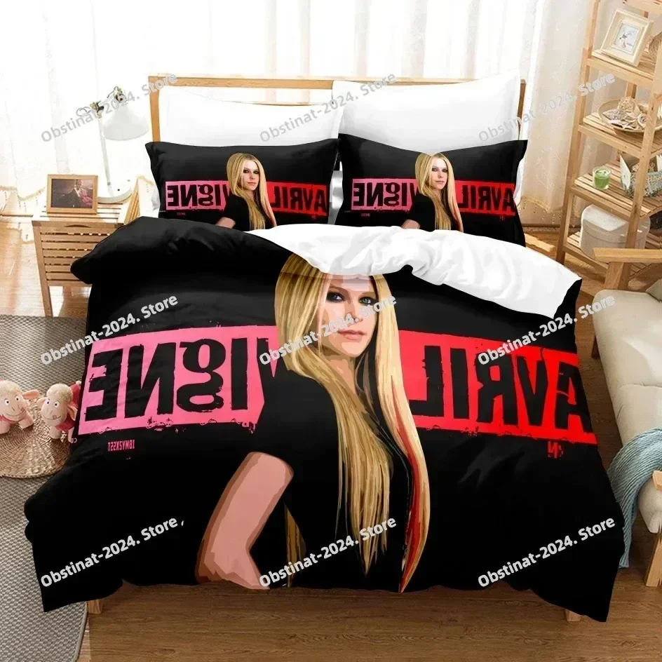 3D Avril Lavigne Bedding Set Printed Bed Set With Pillowcase Duvet Cover Soft Single Double Queen Super King Size Single Twin