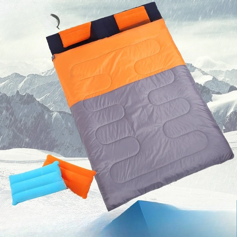 

Outdoor sleeping bag, double thickened in spring, autumn and winter, camping lunch break sleeping bag, can be split