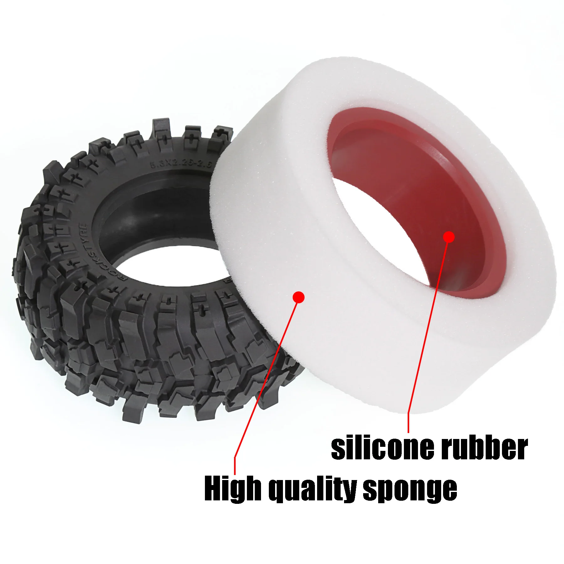4Pcs 135Mm 2.6 Inch Metal Beadlock Wheel Rim Rubber Tire Set Kit For 1/8 1/10 RC Crawler Car Axial SCX10 Wraith RR10 Capra