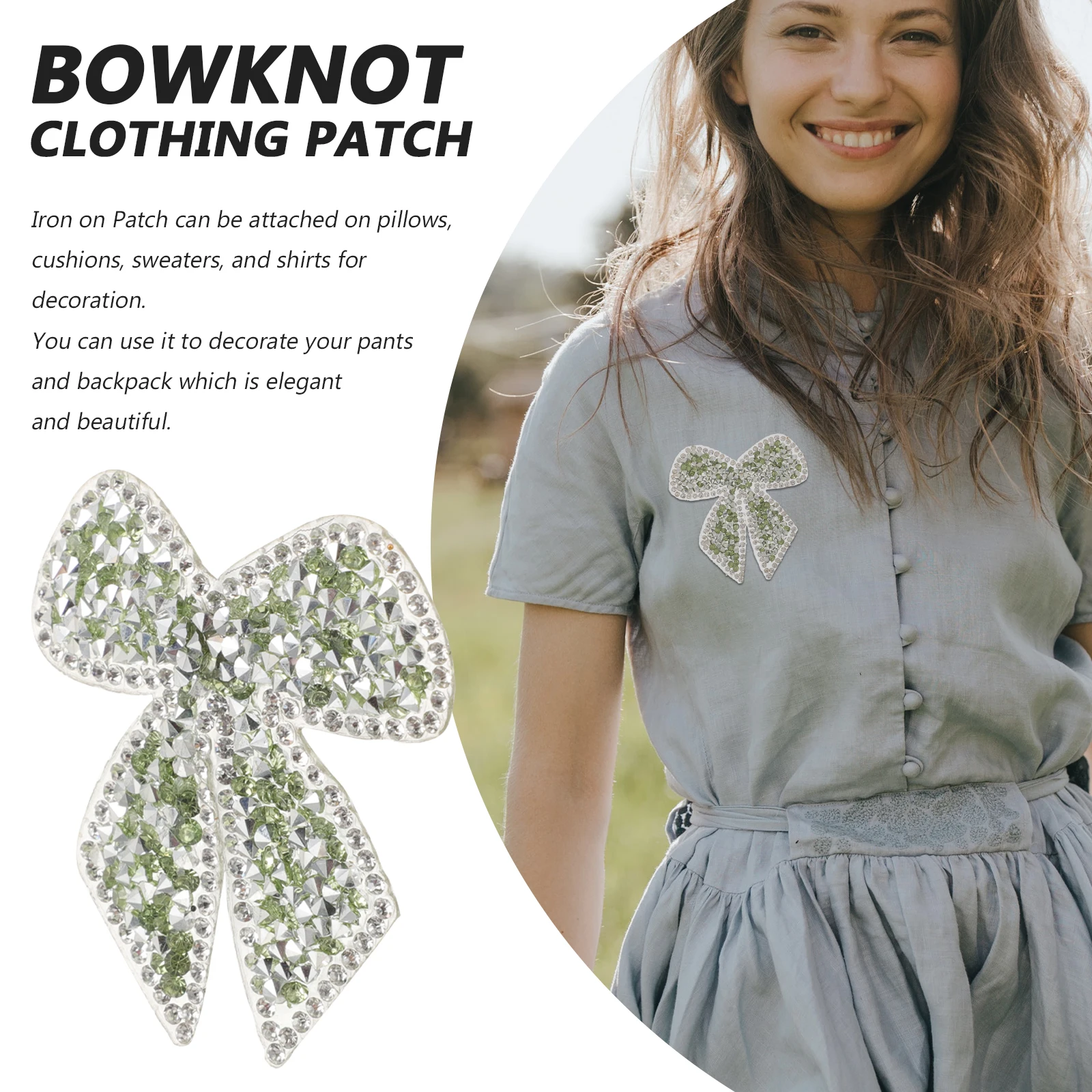 

Shiny Bowknot Iron On Patch Glitter Rhinestone Embroidered Applique Clothing Repair For Jeans Sweatshirts Diy Small Cute Vintage