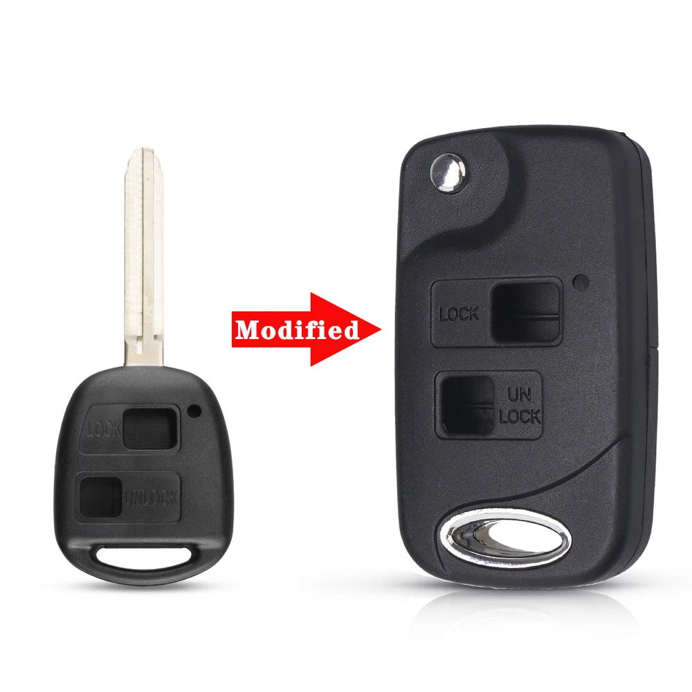 KEYYOU składana klapka 2/3 przycisk obudowa pilota bez kluczyka pokrowiec na toyotę Yaris Prado Tarago Camry Corolla Land Cruiser RAV4 Avalon Echo — zdjęcie 2