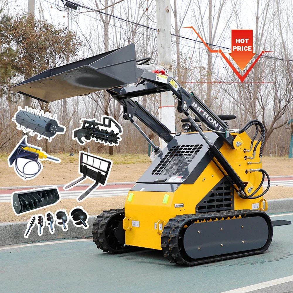 Euro 5 CE EPA Engine Manufacturer Small Mini Skid Steer Loader 1 ton crawler Mini  Loader For Sale