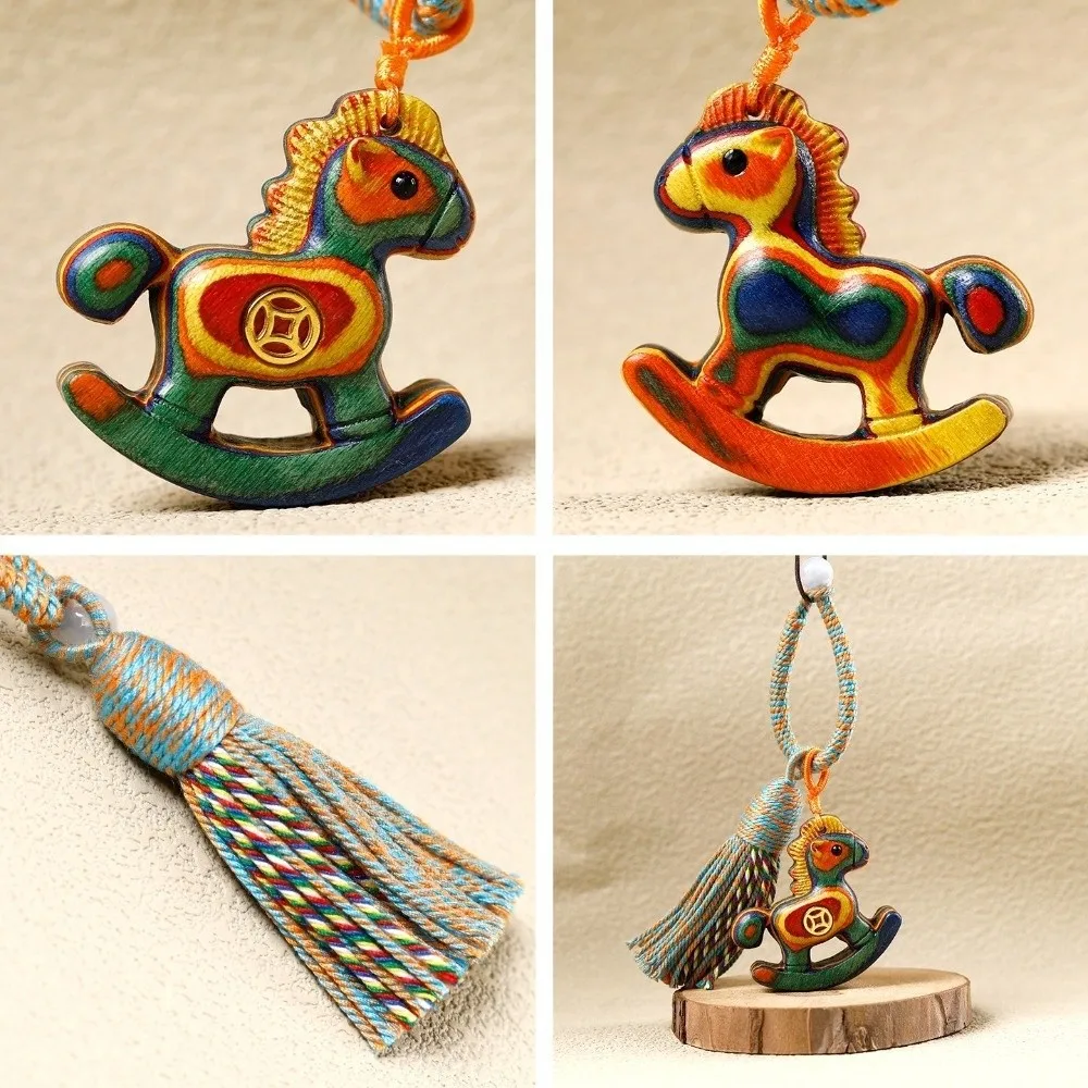 2026 جديد محظوظ الحصان شكل المال المفاتيح قلادة قوس قزح دائري الحصان زودياك الهاتف حقيبة سحرية ديكور زودياك هدية نعمة سحر #6