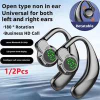 1/2 pièces sans fil 360 °   Écouteurs Bluetooth 5.4 rotatifs à une seule oreille avec crochets auriculaires, suppression du bruit, pour le sport, sans fil 1