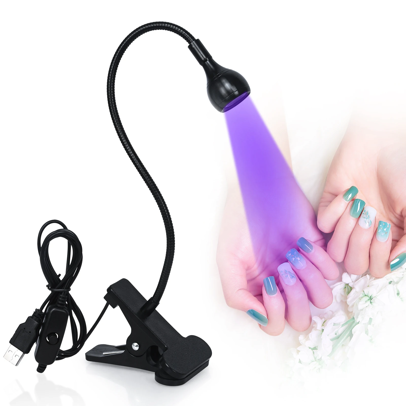 Led Nail Lights Dryer UV Lamp Ultraviolet Flexible Clip-On Desk Mini USB UV Gel Curing Desk Lamp Manicure Pedicure Salon Tools #