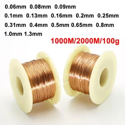 1000M/2000M 100G/Rolls Copper lacquer wire 0.1mm -1.3mm Cable Copper Magnet Wire Enameled Copper Winding Wire Coil Copper Wire