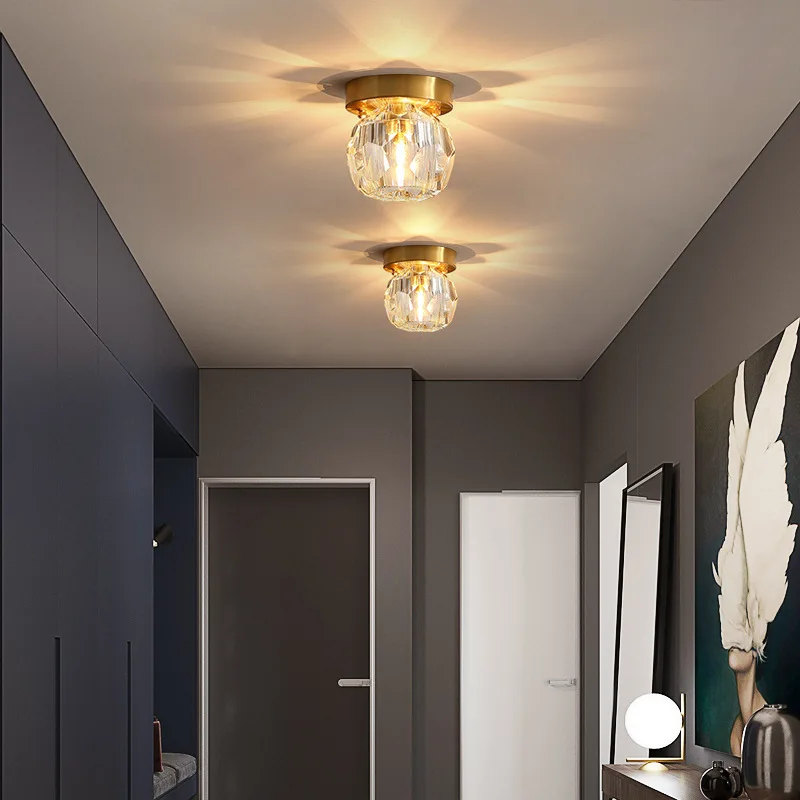 Nordic Light Luxury Crystal Corridor Lights Simple Led Ceiling Lights, Balcony, Wardrobe Room and Corridor Lighting Fixtures