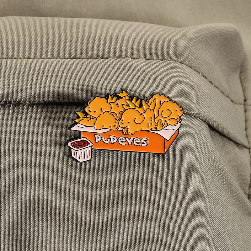 Cute A Box Of Dogs Badge Brooch Pins Cartoon Puppy Tomato Ketchup Enamel Lapel Pin Ornament Backpack Clothing Accessories Gift
