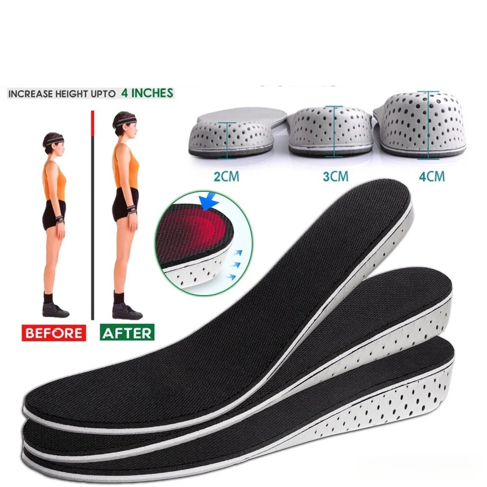 Men Women Invisible Height Increase Insoles Heel Lift Taller Shoe Inserts Pad US,EVA memory sponge height increasing insole 2.3, 3.3, 4.3cm height increasing insole heel lifting pad insole breathable ultra light sports pad for men and women embedded