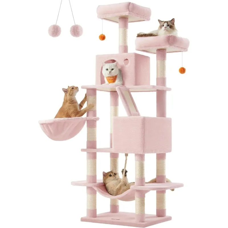 

Cat Toy Multi-layer Large Luxury Pink Cat Climbing Frame Cat Scratching Post