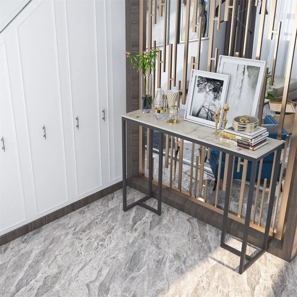 Narrow Slim Console Table Extra Long Marble Hallway Entryway Porch Accent Table