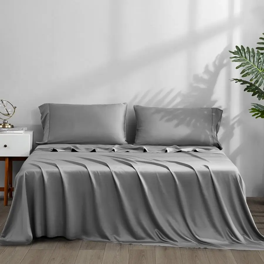 

Cooling Sheets King Size Viscose Made from Bamboo, Luxury Cool Silky Sheet Set for King Size Bed, Super Soft Breathable Bedding