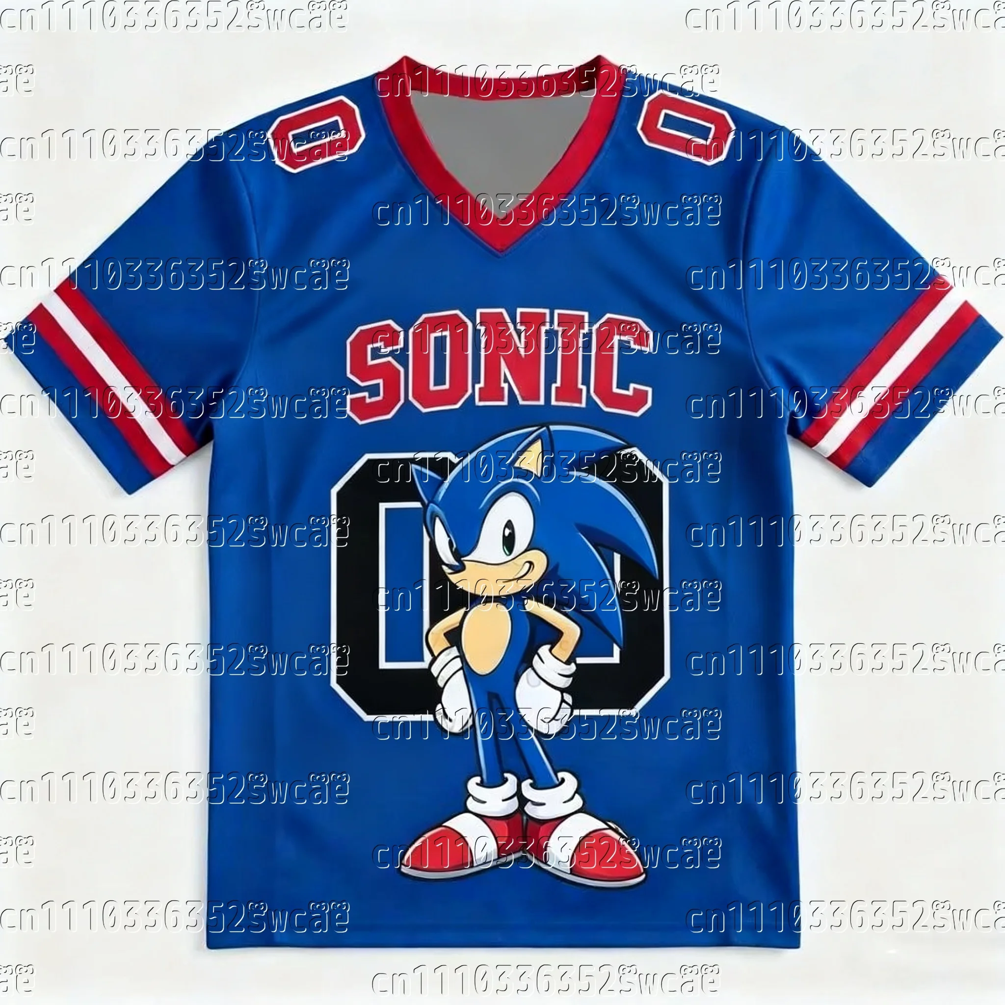 Bandai Brand Classic Animation Sonic American Street Jersey Summer T-shirt, Extra Large Size, Family Matching