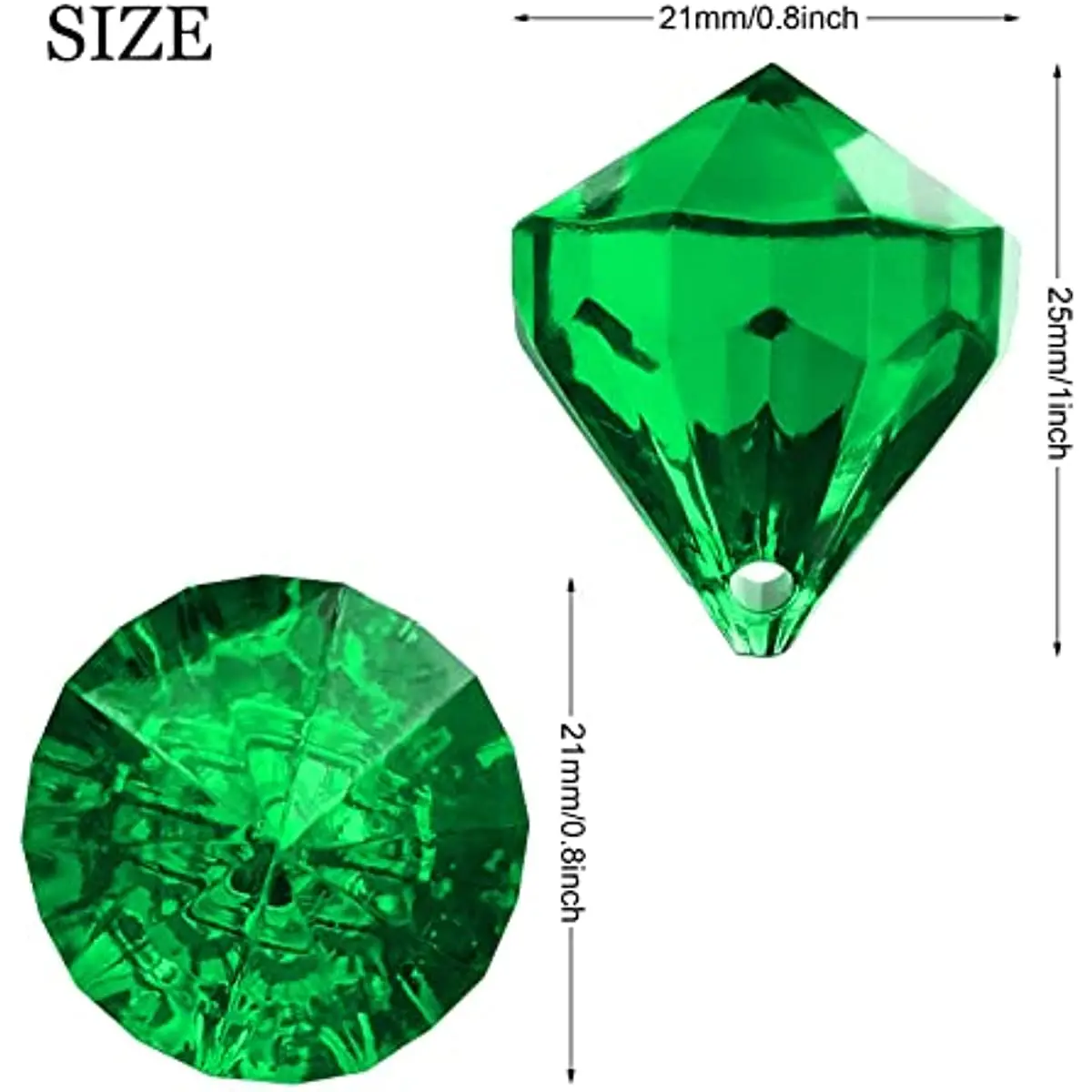 110Pcs Acrylic Faux Diamond Gems with Holes, Large Plastic Crystal Jewels, Vase Filler for Kids Crafts Wedding & Birthday Decor
