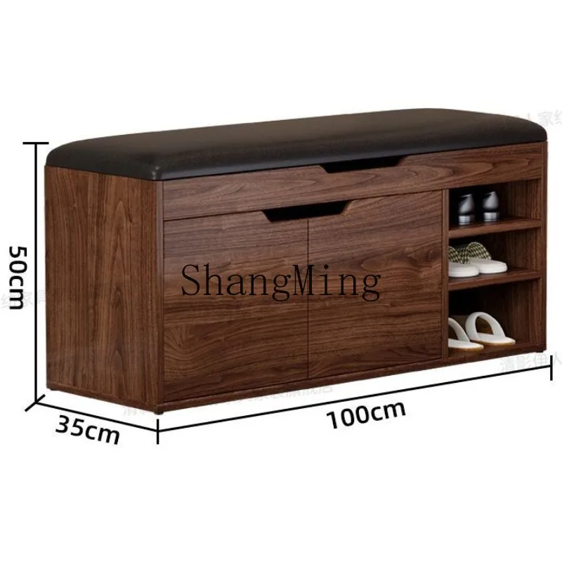 

ZHB entrance solid wood shoe change stool household shoe cabinet can sit in the door against the wall corridor simple G