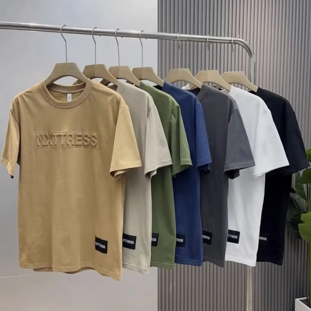 

Летняя свободная хлопковая футболка с короткими рукавами, мужская модная брендовая футболка с половиной рукавов, трендовая универсальная мужская рубашка