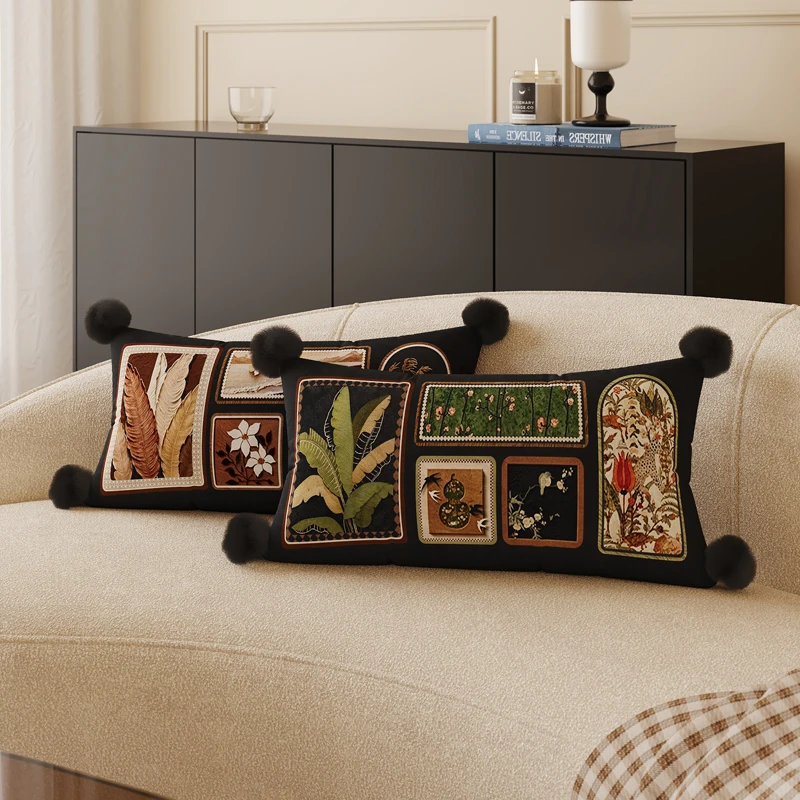 Vintage Style High-End Pillowcase with Core for Sofa Living Room Bedroom Study Room Window  Cushion Rectangular Shape