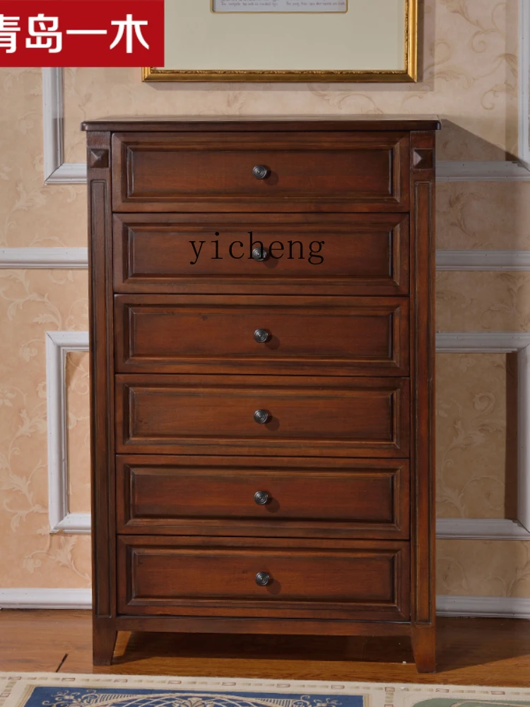 XL Chest of Drawers Solid Wood Locker with Drawer American Chest of Drawers European Style Bedroom Storage Cabinet