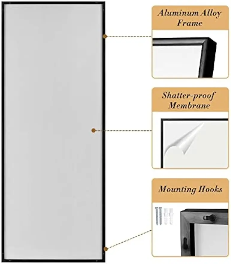 71 "x 28" กระจกขนาดใหญ่กระจกยาวกรอบอลูมิเนียมอัลลอยด์กระจกติดผนังสําหรับห้องนั่งเล่น,ห้องนอน,