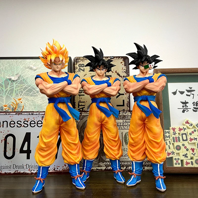 

In-Stock Dragon Ball Black And Yellow Hair Chest-Hugging Standing Goku Series Trendy Figurines Desktop Decorations Toys Gifts