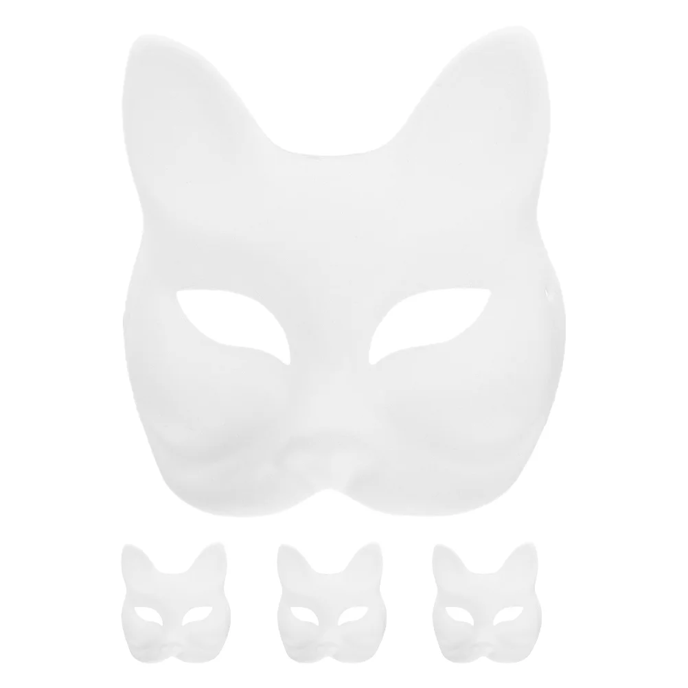 4 Pcs Hand Painted Mask Masquerade Makeup Halloween White DIY Masks Paper Blank Prop Paintable