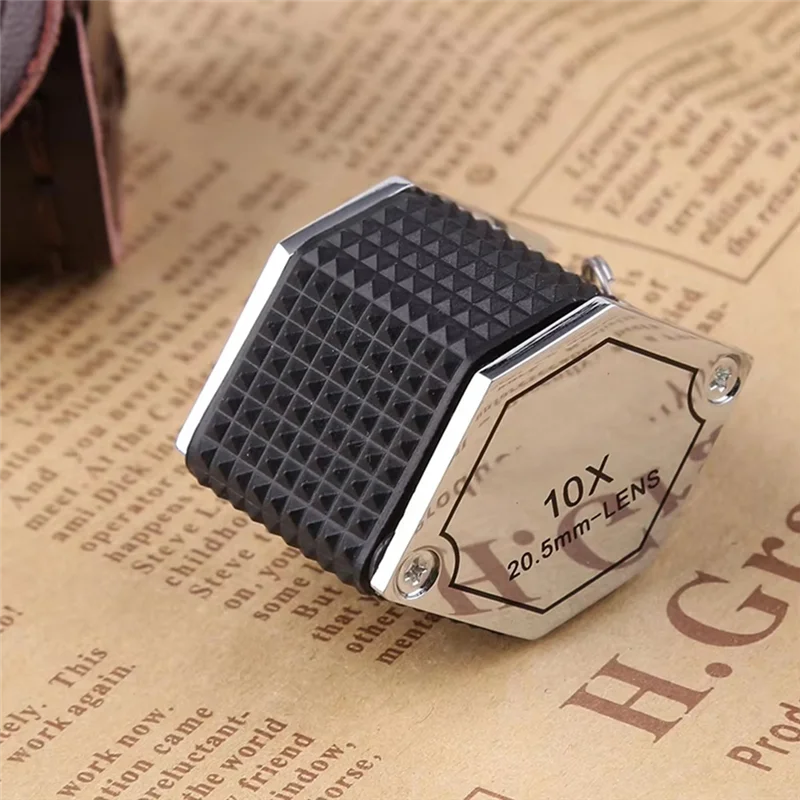 ABUH-New 10X Jewelery Loupe Hexagonal Portable Foldable Pocket Magnifier 20.5Mm Len Optical Magnifying Glass