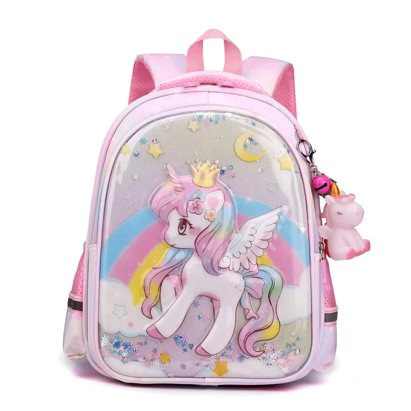 Children\'s Backpack Cartoon Rainbow Unicorn Primary Student Schoolbag Stationery Storage Bookbag Daypack For Teenager Girls