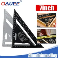 Oauee Triangle Ruler 7inch Aluminum Alloy Angle Protractor Speed Metric Square Measuring Ruler For Building Framing Tools Gauges