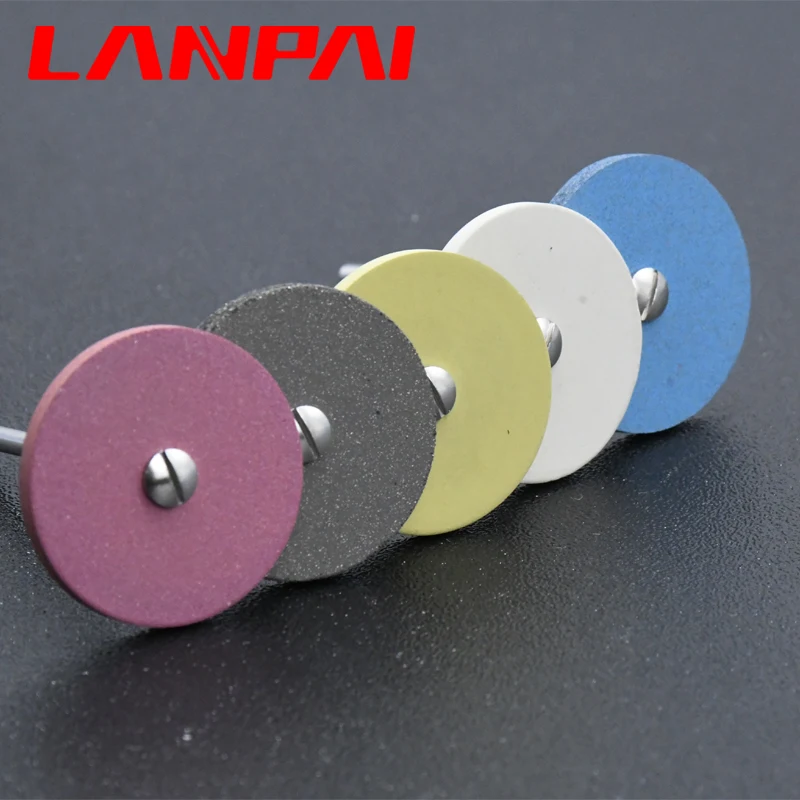 Lanpai 2*26mm Dental Lab Rubber Diamond Zirconia Polishing Kit Pocerlian Grinding Head  Dentistry Material Drill HP