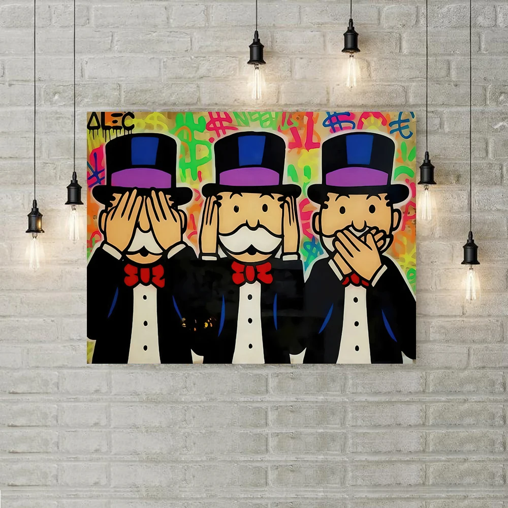 Alec Monopoly No See No Hear No Speck Graffiti Art Canvas Posters and Prints Street Art Paintings on the Wall Picture Home Decor