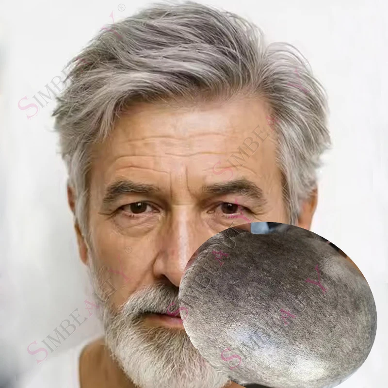 

Незаметный мужской парик-накладка из натуральных волос, ультратонкая основа 0,1 мм, коричневый, оттенки 1b80, 1b65, серый, черный