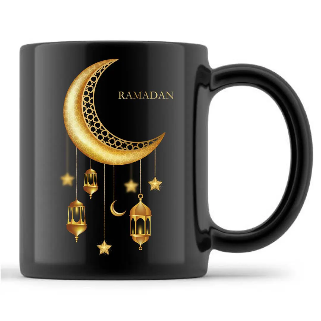 Imagem -06 - Canecas Cerâmicas da Porcelana com Caixa de Presente Caneca Preta do Ramadan 11 oz Café Leite Chá Venda Nova Quente 2023