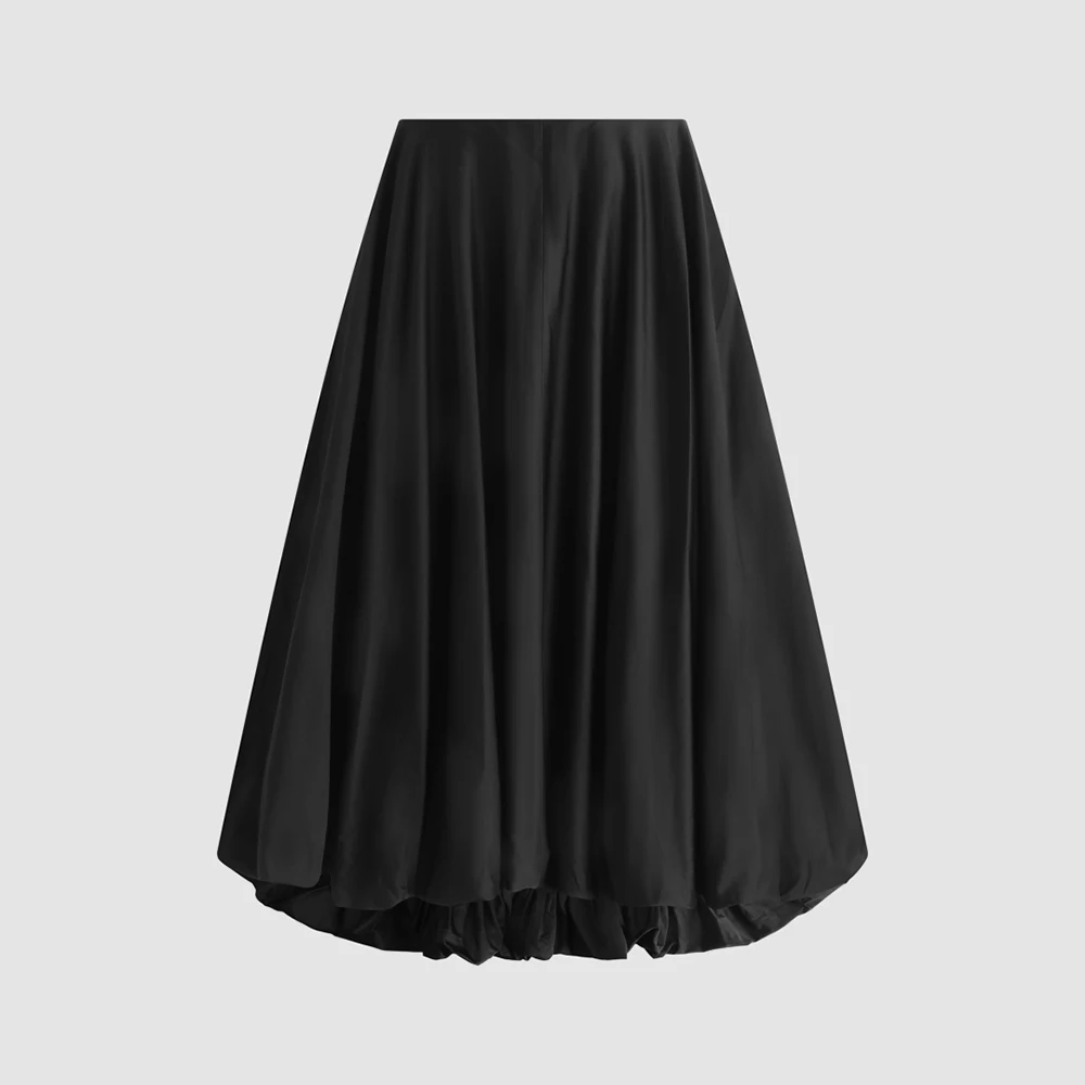 Women Satin Midi Long Skirt High Waist A Line Flowy Maxi Skirts Back Zipper Elegant Swing Skirt Ladies Formal Party Casual Skirt