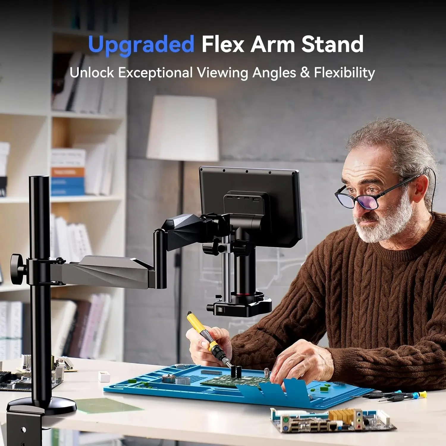 TOMLOV 4K Microscope numérique Autofocus TM4K-AF bras flexible HDMI 2000X électronique PCB Microscopes à souder 8 "pour la réparation de téléphones