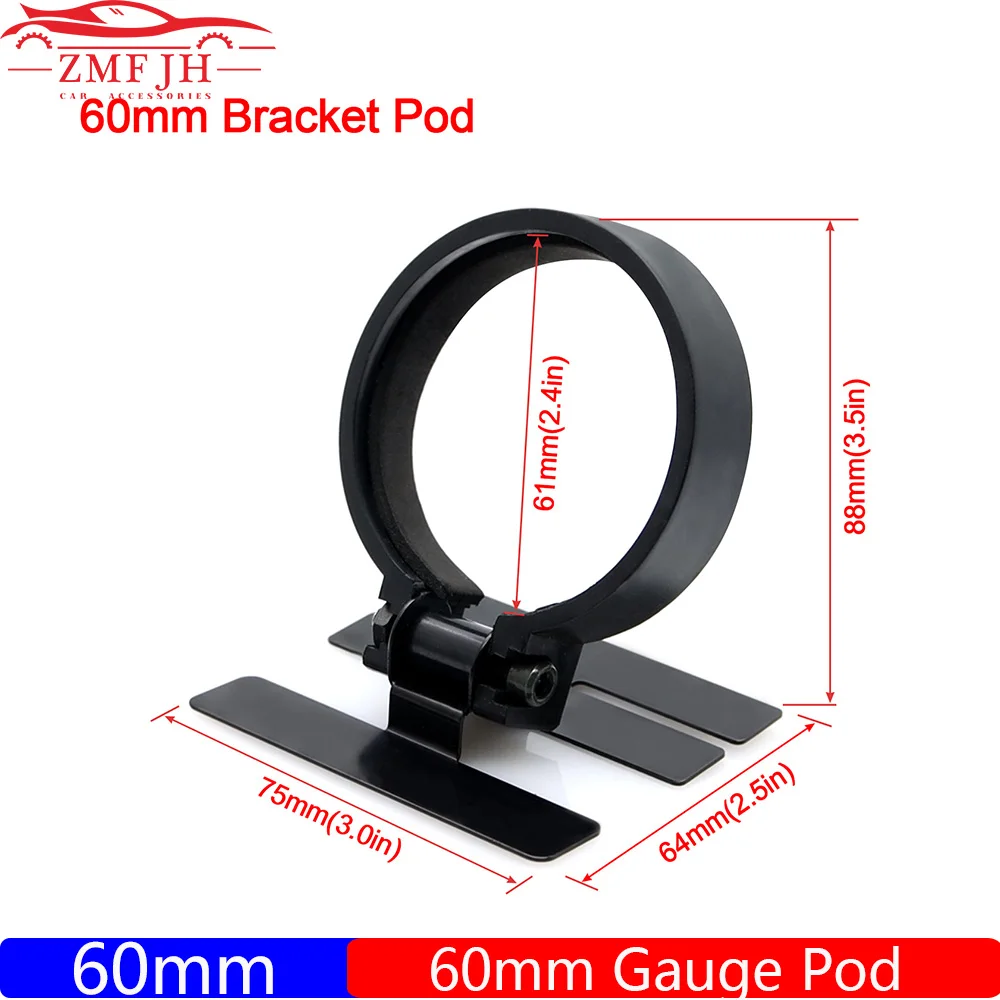 60mm Plastic+Metal Gauge Meter Pod Mount Holder 60mm Adjustable Car Swivel Bracket Holder 2.5inch Gauge Holder Dash Pod Metal