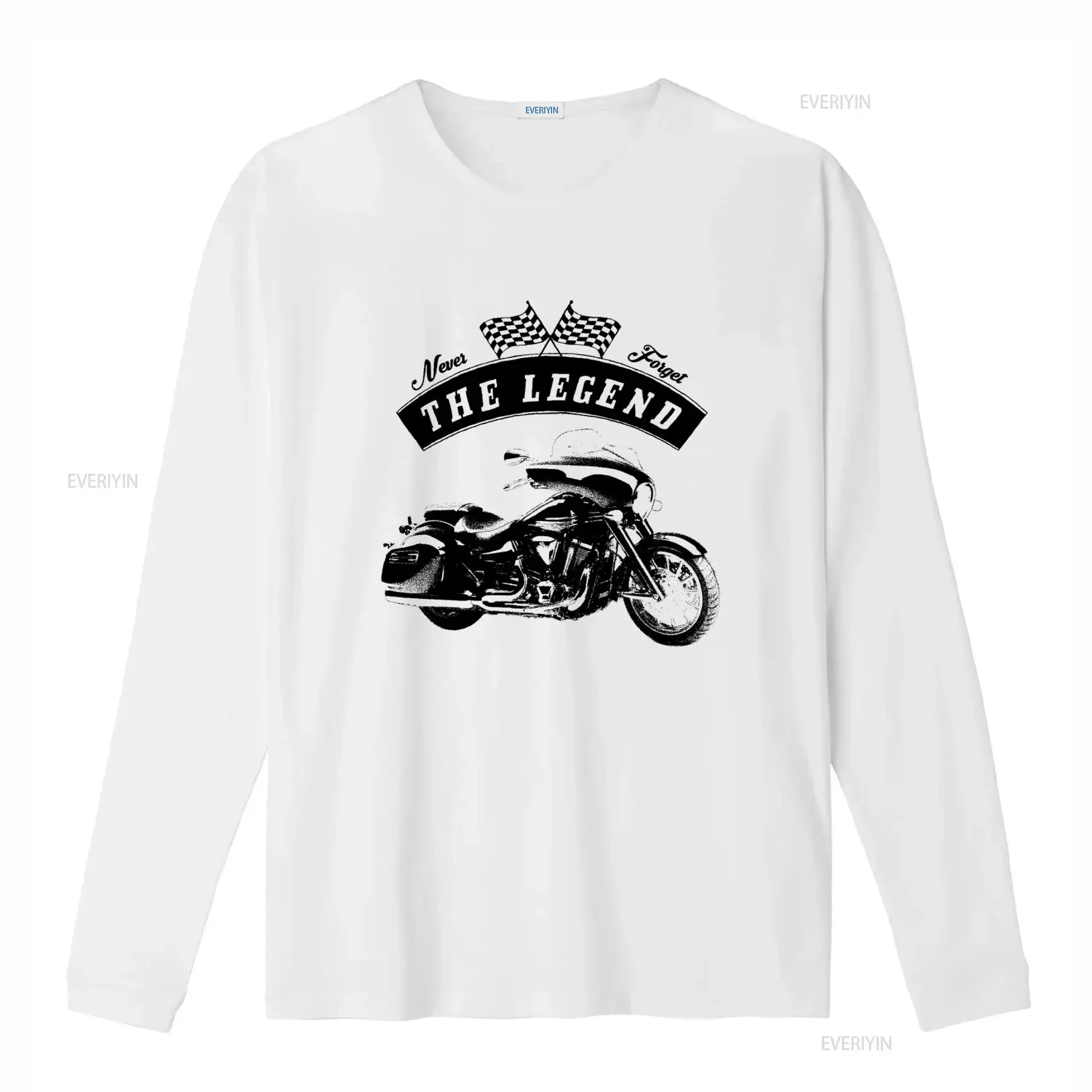 Retro Motorcycle T shirt with Checkered Flags and 'Never Forget THE LEGEND' Design 1900 Stratoliner Bike Oldtimer vintage