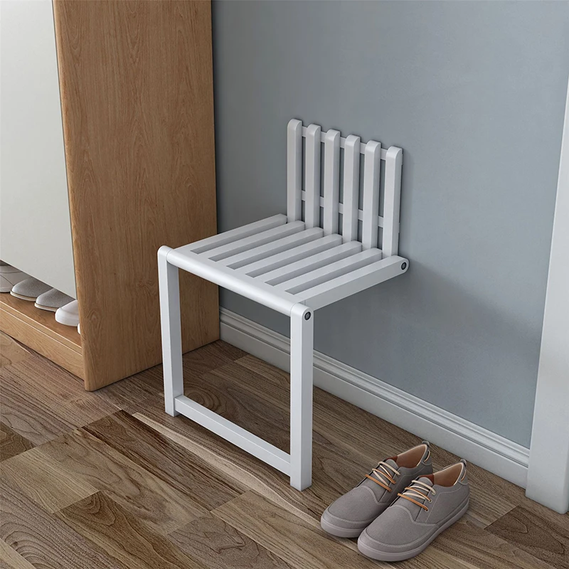 Ultra Thin Invisible Folding Mounted Wall Stool Bathroom Furniture Elderly Pregnant Folding Shower Chair Woodware Porch Seat