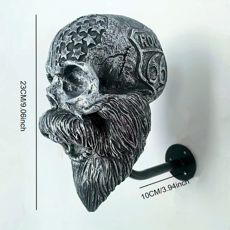 Skull Helmets Holder Wall Mount Motorcycle Skull Hat Stand Wall Mounted Hanger Resin Crafts Decorative Skull Helmets Holder